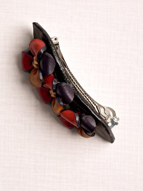 Handmade Colombian Leather Floral Barrette | Boho Multicolor Statement Clip main image 7